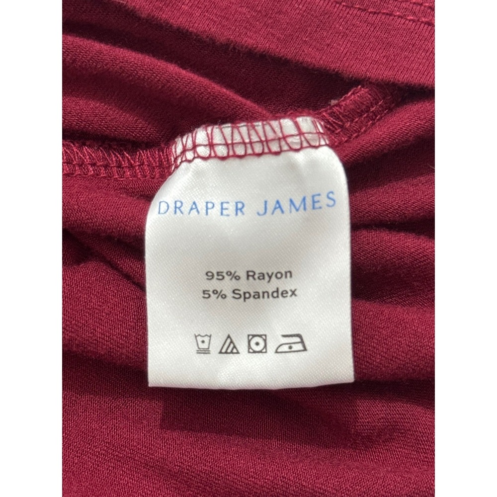 Draper James Burgundy Mock Neck Blouse L Long Sleeve Knit Top Gold Button Cuffs - Picture 8 of 9